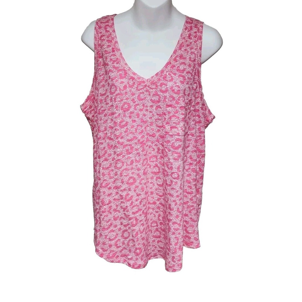 Torrid Women's Heritage Slub VNeck Pocket Tank Leopard Pink Women's Size O Large
